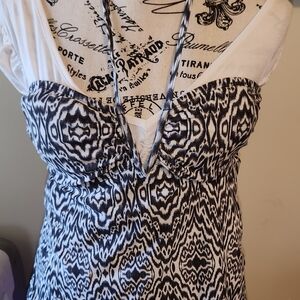 Converse All Star Tankini Swim Top Halter Womens Size M Gray & White‎ 